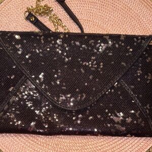 Black Sequin Clutch Bag